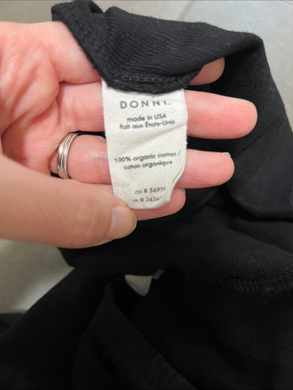 DONNI The Pointelle Simple Crop Pant Jet Black Elastic Waist Wide Leg - large - Picture 9 of 9